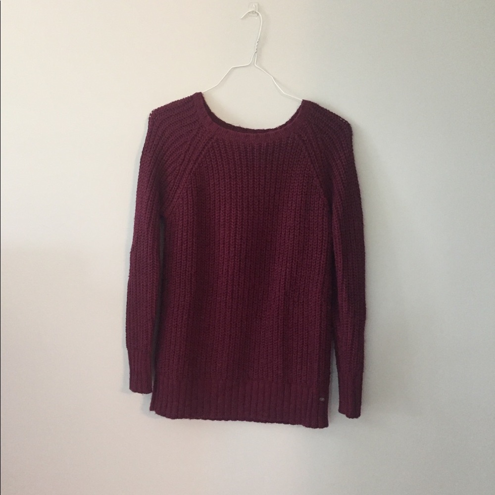 American Eagle Maroon Long Sweater